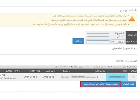 نحوه تنظیم DNS از طریق پنل ایرنیک