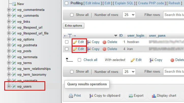 تغییر نام کاربری در وردپرس از طریق phpMyAdmin