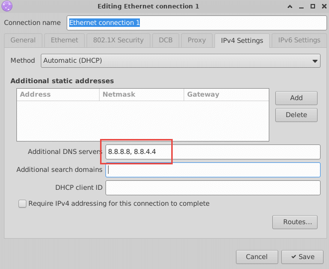 تغییر dns های ابونتو