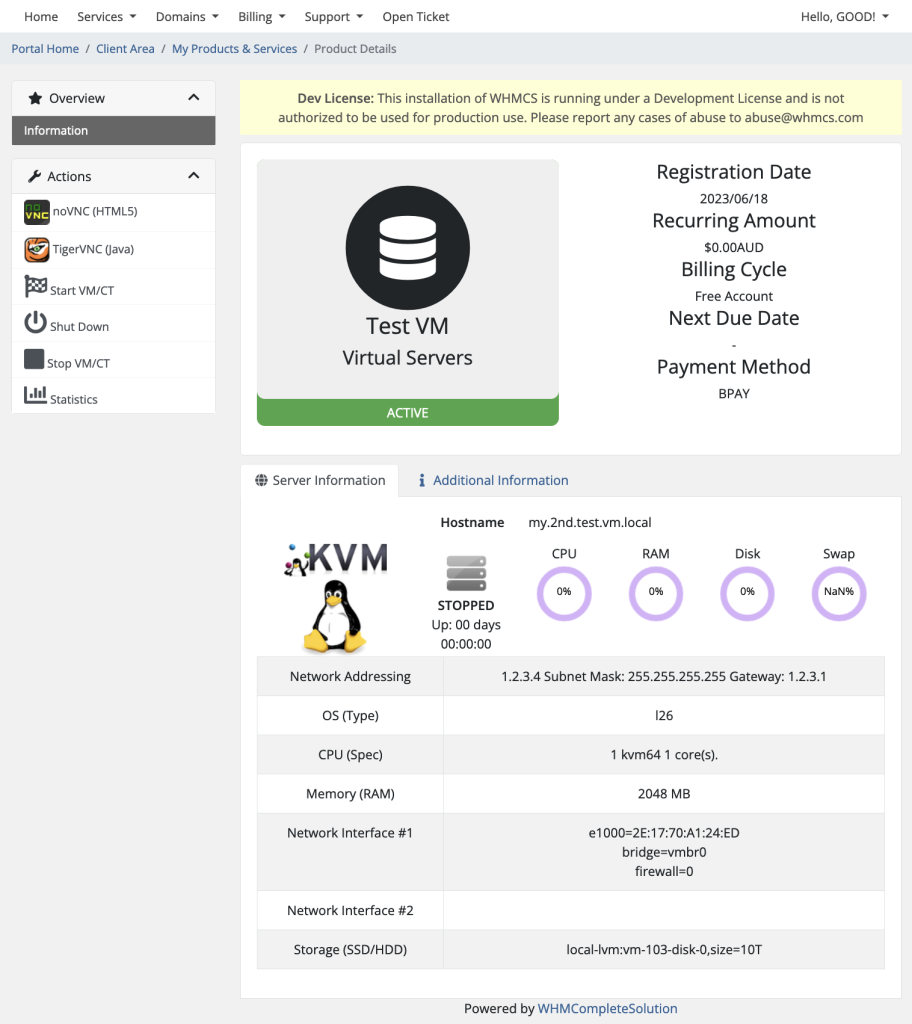ماژول WHMCS در Proxmox VE